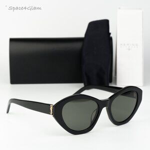 Saint Laurent Women Sunglasses Black Grey Cat Eye SLM60 006 NEW AUTHENTIC